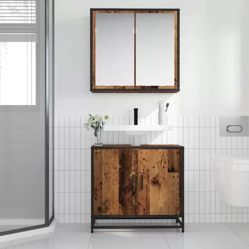 Fürdőszoba bútor szett 2 pcs Régi fa 65 x 33 x 60 cm Faanyag