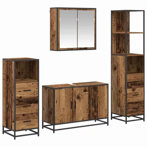 Fürdőszoba bútor szett 4 pcs Régi fa 90 x 33 x 60 cm Faanyag