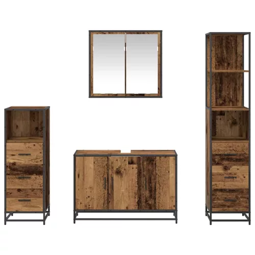 Fürdőszoba bútor szett 4 pcs Régi fa 90 x 33 x 60 cm Faanyag