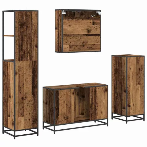 Fürdőszoba bútor szett 4 pcs Régi fa 90 x 33 x 60 cm Faanyag