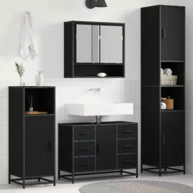   Fürdőszoba bútor szett 3 pcs Musta tammi 35 x 37.5 x 188.5 cm
