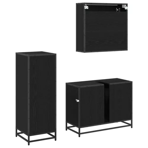 Fürdőszoba bútor szett 3 pcs Musta tammi 80 x 33 x 60 cm