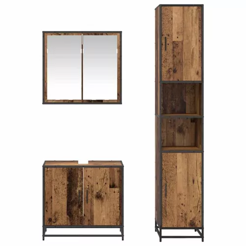 Fürdőszoba bútor szett 3 pcs Régi fa 65 x 33 x 60 cm Faanyag