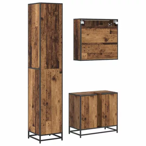 Fürdőszoba bútor szett 3 pcs Régi fa 65 x 33 x 60 cm Faanyag