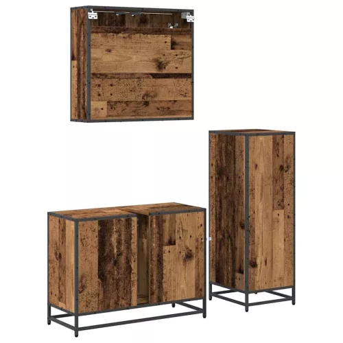 Fürdőszoba bútor szett 3 pcs Régi fa 80 x 33 x 60 cm Faanyag