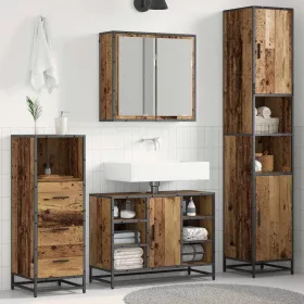   Fürdőszoba bútor szett 3 pcs Régi fa 80 x 33 x 60 cm Faanyag