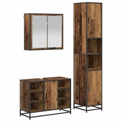 Fürdőszoba bútor szett 3 pcs Régi fa 80 x 33 x 60 cm Faanyag