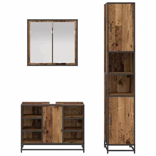 Fürdőszoba bútor szett 3 pcs Régi fa 80 x 33 x 60 cm Faanyag