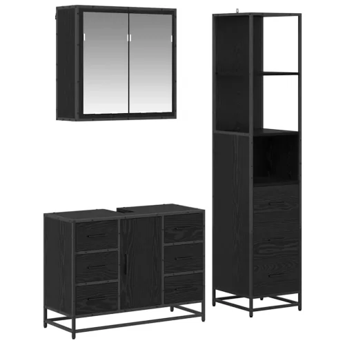 Fürdőszoba bútor szett 3 pcs Musta tammi 80 x 33 x 60 cm