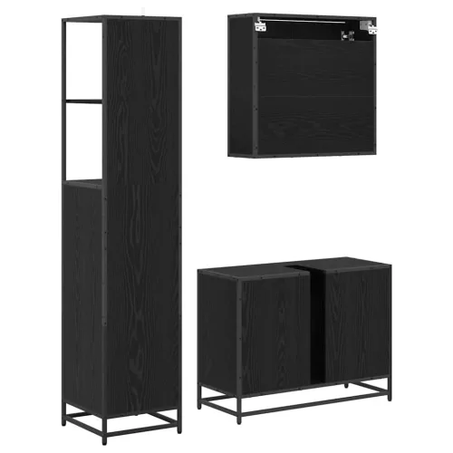 Fürdőszoba bútor szett 3 pcs Musta tammi 80 x 33 x 60 cm