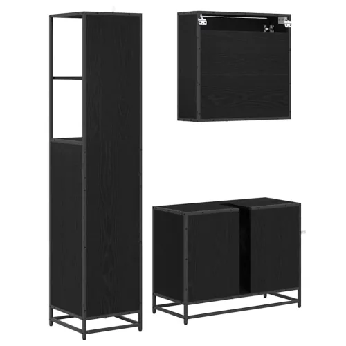 Fürdőszoba bútor szett 3 pcs Musta tammi 35 x 37.5 x 166 cm