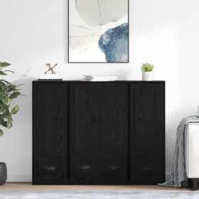 Széf fiókkal 3 pcs Fekete tölgy Faanyag