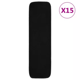   15 db fekete négyszögű csúszásmentes lépcsőszőnyeg 75 x 20 cm
