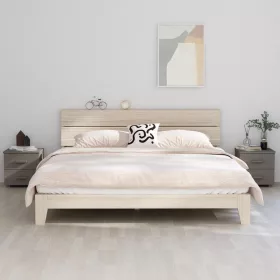   HAMAR 2 db világosszürke tömör fa éjjeliszekrény 40x35x44,5 cm