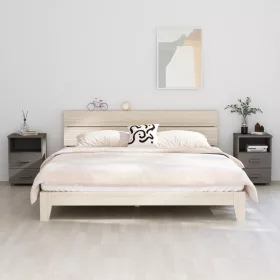   HAMAR 2 db világosszürke tömör fa éjjeliszekrény 40x35x62 cm