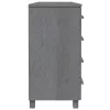 HAMAR sötétszürke tömör fenyőfa tálalószekrény 113 x 40 x 80 cm