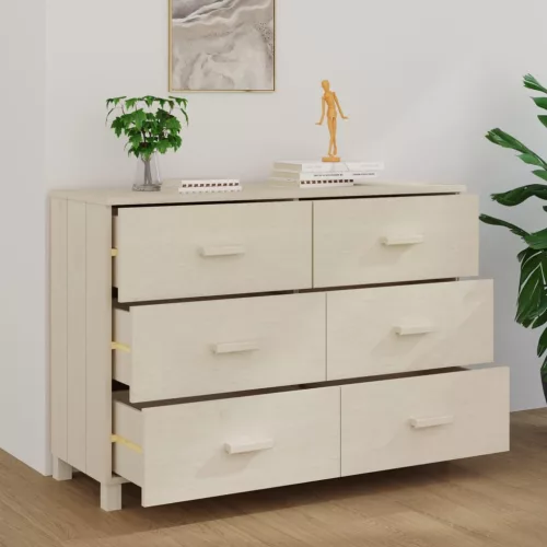 HAMAR mézbarna tömör fenyőfa tálalószekrény 113 x 40 x 80 cm