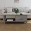 HAMAR világosszürke tömör fenyőfa dohányzóasztal 100x55x35 cm