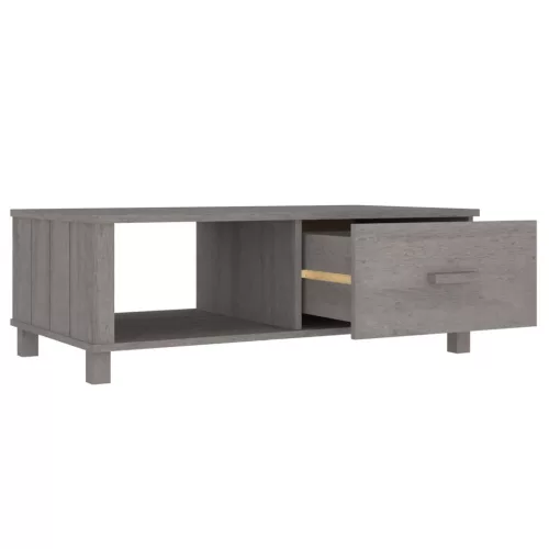 HAMAR világosszürke tömör fenyőfa dohányzóasztal 100x55x35 cm