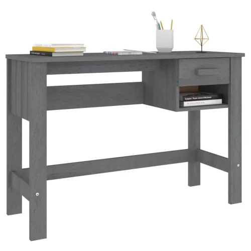 HAMAR sötétszürke tömör fenyőfa íróasztal 110 x 40 x 75 cm