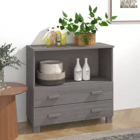   HAMAR világosszürke tömör fenyőfa tálalószekrény 85x35x80 cm