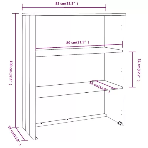 HAMAR világosszürke tömör fenyőfa felső szekrény 85x35x100 cm