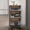 HAMAR világosszürke tömör fenyőfa cipőszekrény 59,5x35x117 cm