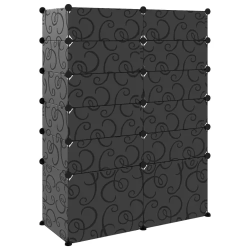 Fekete polipropilén cipőtartó 94 x 37 x 125 cm