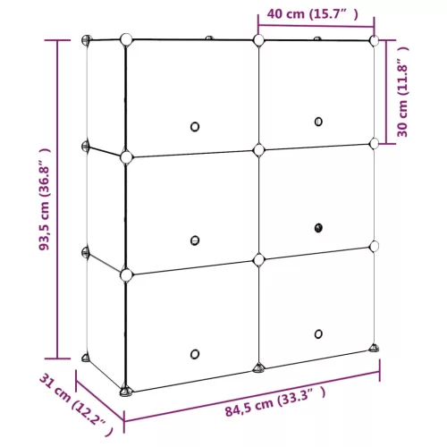 Fekete polipropilén cipőtartó 84,5 x 31 x 93,5 cm
