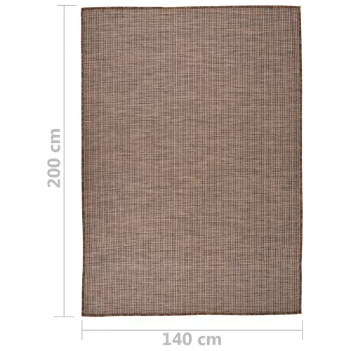 Barna lapos szövésű kültéri szőnyeg 140 x 200 cm