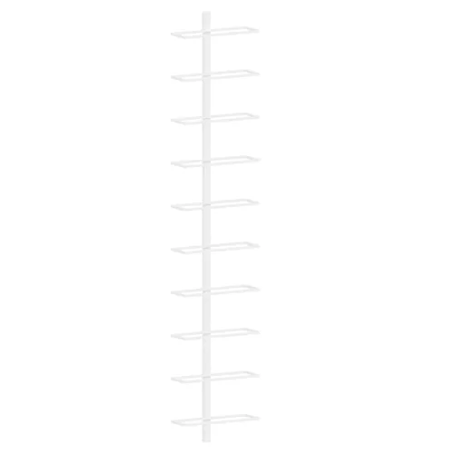 Fehér fém falra szerelhető bortartó állvány 10 palacknak