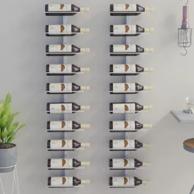   Fehér fém falra szerelhető bortartó állvány 10 palacknak