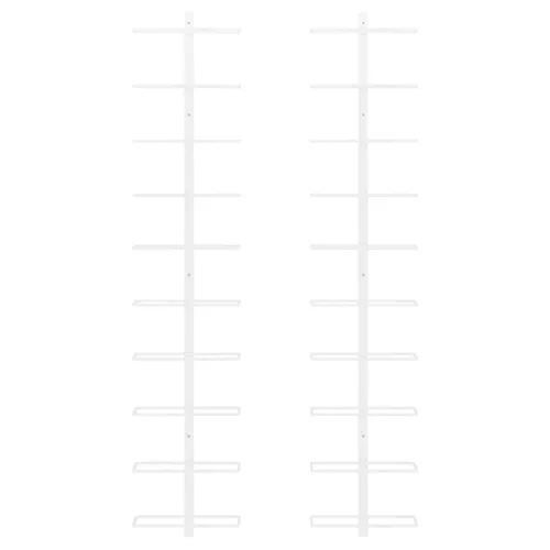 Fehér fém falra szerelhető bortartó állvány 10 palacknak