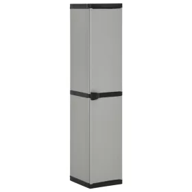   Szürke-fekete kerti tárolószekrény 3 polccal 34 x 40 x 168 cm