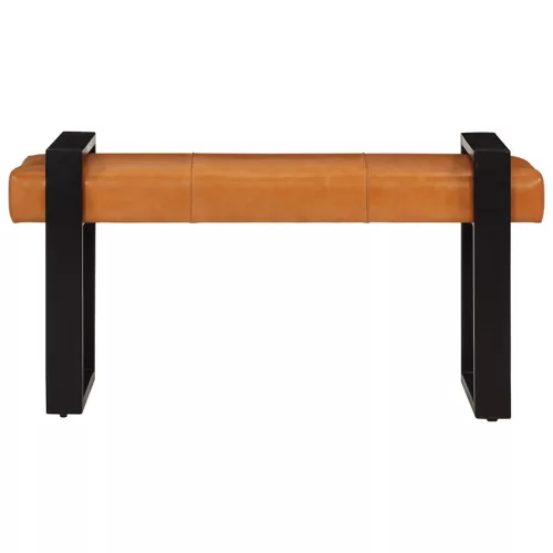 Fekete-barna valódi kecskebőr pad 110 cm