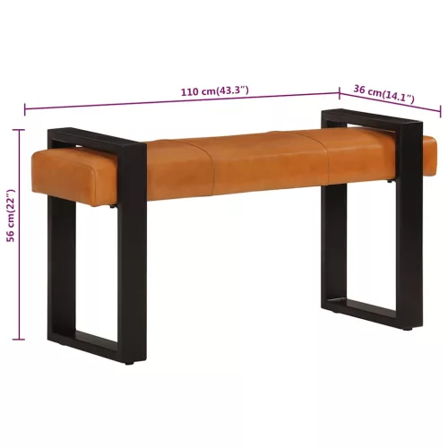 Fekete-barna valódi kecskebőr pad 110 cm