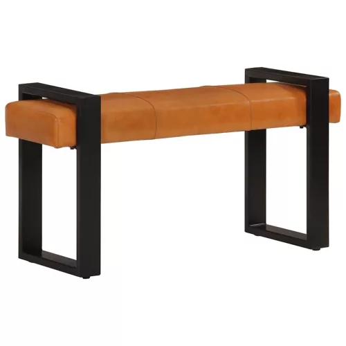 Fekete-barna valódi kecskebőr pad 110 cm