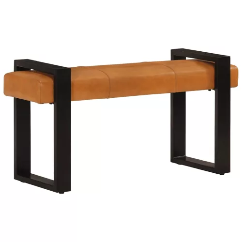 Fekete-barna valódi kecskebőr pad 110 cm