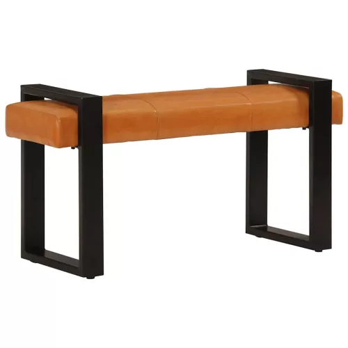 Fekete-barna valódi kecskebőr pad 110 cm
