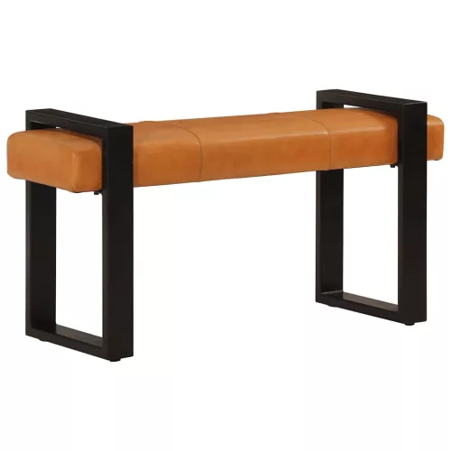 Fekete-barna valódi kecskebőr pad 110 cm