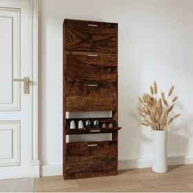   Füstös tölgy színű szerelt fa cipősszekrény 59 x 17 x 169 cm