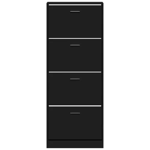 Fekete szerelt fa cipősszekrény 59x17x150 cm