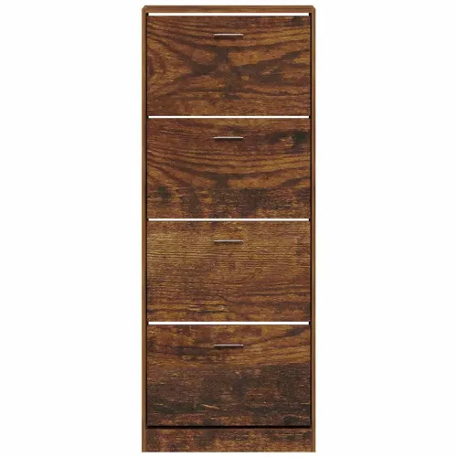 Füstös tölgy színű szerelt fa cipősszekrény 59x17x150 cm