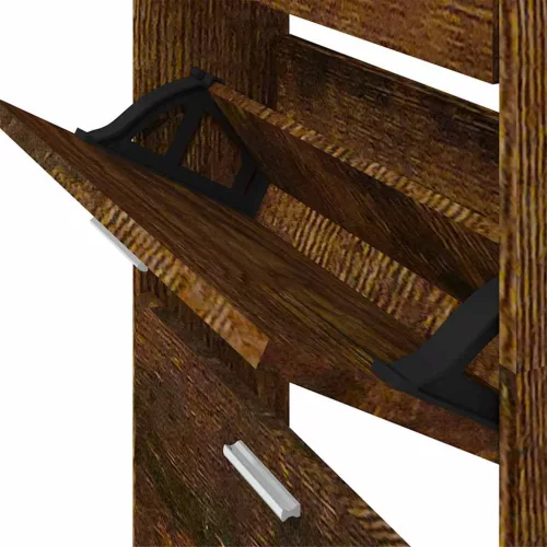 Füstös tölgy színű szerelt fa cipősszekrény 59x17x150 cm