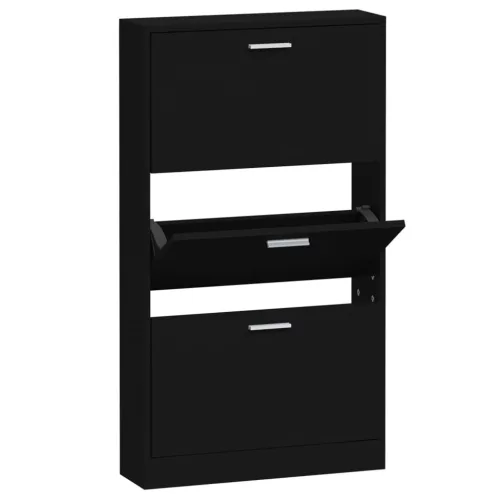 Fekete szerelt fa cipősszekrény 59x17x108 cm