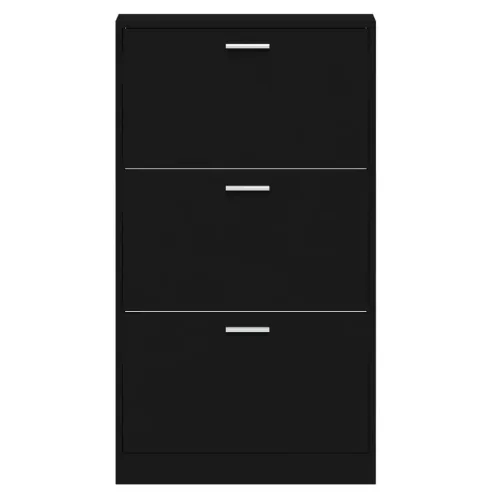 Fekete szerelt fa cipősszekrény 59x17x108 cm