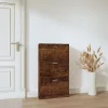 Füstös tölgy színű szerelt fa cipősszekrény 59x17x108 cm