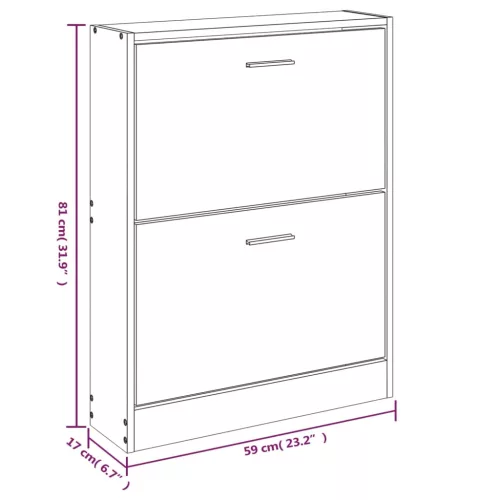 Betonszürke szerelt fa cipőszekrény 59 x 17 x 81 cm