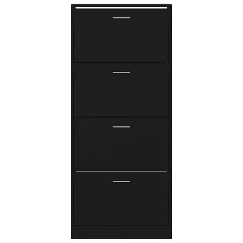 Fekete szerelt fa cipősszekrény 63x24x147 cm