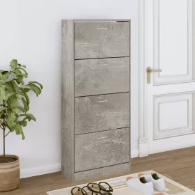 Betonszürke szerelt fa cipőszekrény 63x24x147 cm